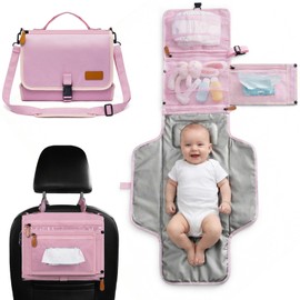 UBRAVOO Portable Nappies Change to Changing Bags and Wet Bags, Intelligent Design Portable Changing Cloths, Travel Catwalk for Babies and Boys Girls (Pink)