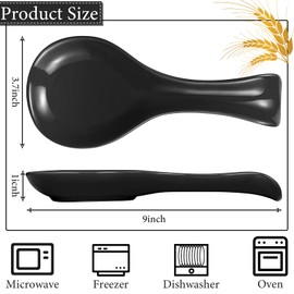 Patelai Ceramic Spoon Rest Spoon Holder Stovetop for Kitchen Stove Coffee Bar Accessories Christmas Gift(Black,Classic Style)