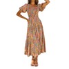 ZESICA Women's 2025 Summer Boho Floral Print Square Neck Ruffle