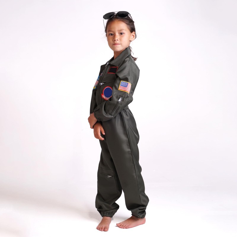 CoolChange Children's Aviator Combi Fighter Pilot Overall Children's Costume Olive