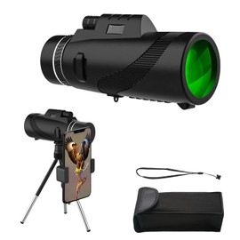 1PC 10x42 Telescope High Power, Magnifying Glass Monocular for with BAK4 Prisms and FMC Lens Compact Waterproof Monocular for Bird Watching Hiking and Camping with Hand Strap Black