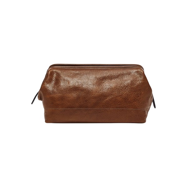 Fossil Leather Travel Toiletry Bag Shave Dopp Kit , Cognac (Model: MLG0724222)