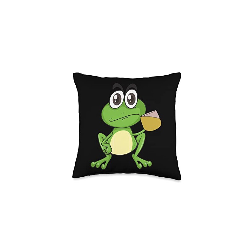 Cute Frog Drinking Tea kermit the frog Tea Throw Pillow