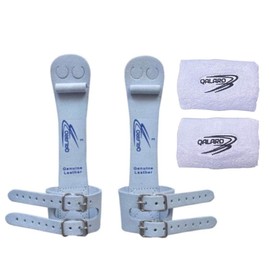 QALARO Double Buckle PRO Grips for Girls Gymnastics | Dowel Grips, 11cm White Wristbands, Grip Bag | Gymnastics Grips for Girls | Youth Bar Grips | Gymnastics Gloves Equipment