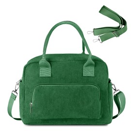 FITDON Insulated Lunch Bag for Women Men, Corduroy Cooler Bag Lunch Box Container Large Lunch Tote Bag for Work School Picnic Travel, Green