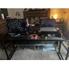 Overbed Table with 360° Wheels, Queen Size Mobile Bed Desk,