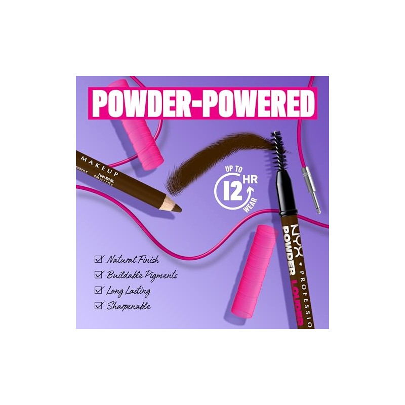 Nyx Professional Makeup, Powder Louder Brow Pencil, Lápiz de Cejas,