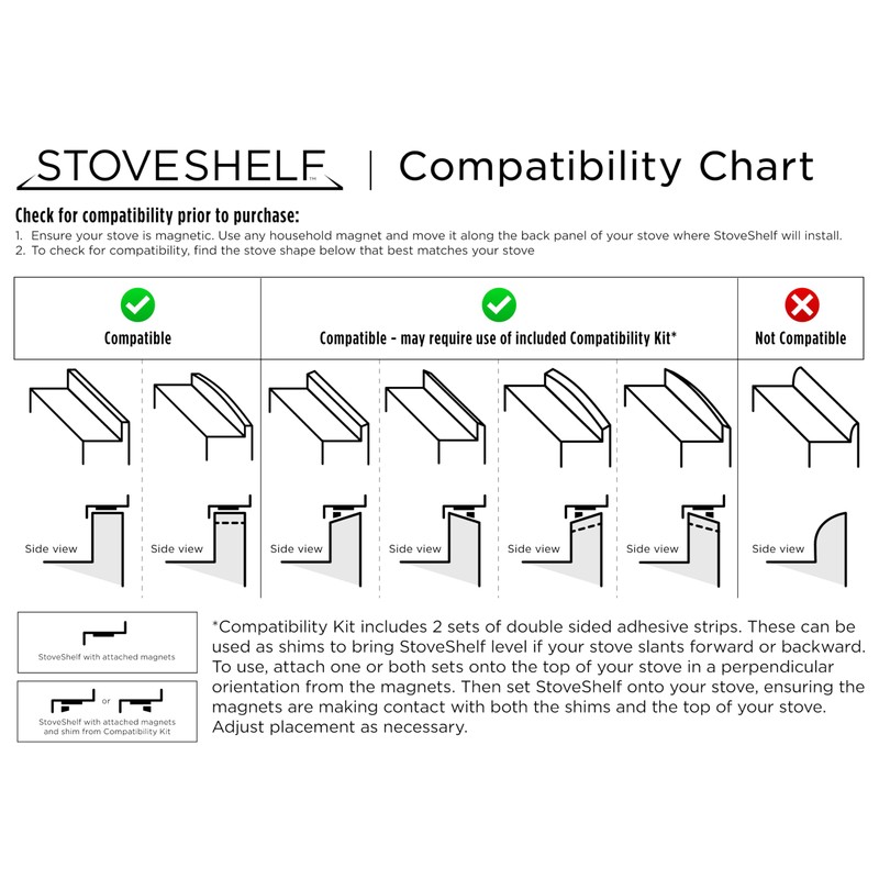 StoveShelf 30" Length Stainless Steel Finish Magnetic Shelf for Kitchen