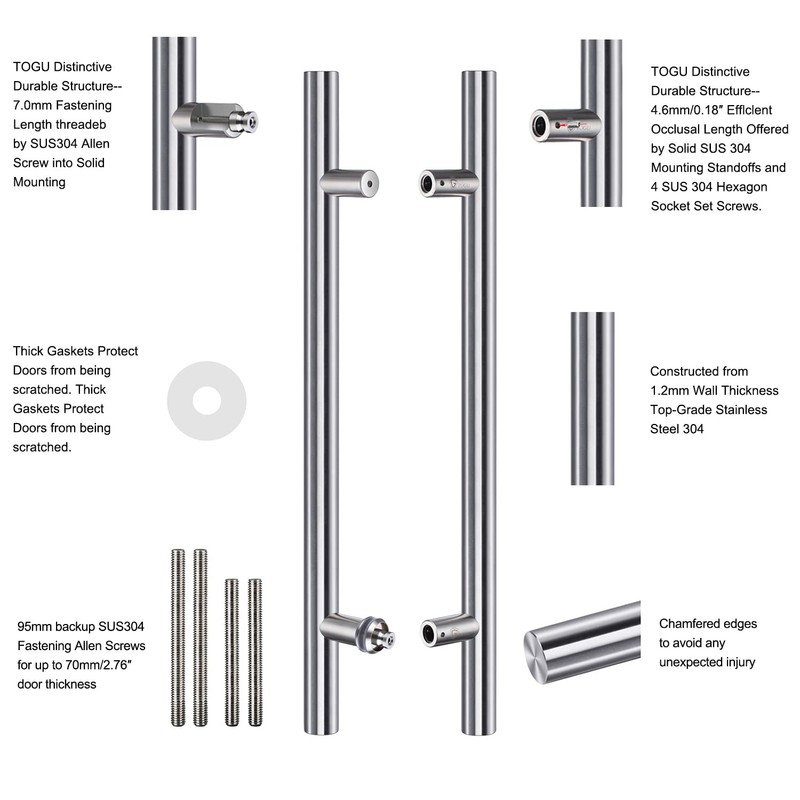 TOGU TG-6012 1200mm /48 inches Solid Standoffs Heavy-Duty Commercial SUS304