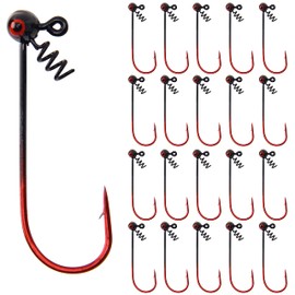 Shaky Jig Head Hooks Saltwater, 20pcs Jigging Fishing Hooks with Spring Lock Sharp Worm Hooks Shaky Football Bulk Jig Hooks for Saltwater, 1/4oz 1/8oz 1/16oz