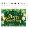 BINQOO Green Gold Birthday Backdrop 7x5ft Gold Happy Birthday Photography