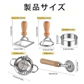 Ravioli Stamp Maker Cutter with Roller Wheel, Set of 5, Wooden Handle Ravioli Maker Cutter with Roller Wheel Pasta Press Wheel Dumpling Maker Tool