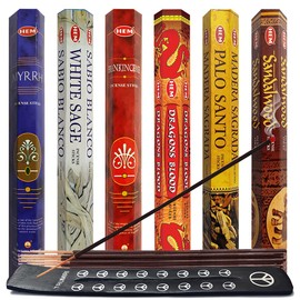 Hem Incense Sticks Variety Pack #31 and Incense Stick Holder Bundle with 6 Classic Fragrances
