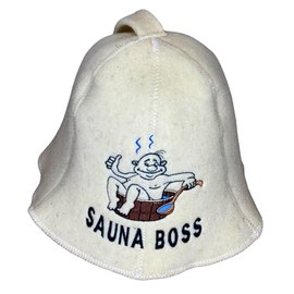 Sauna Hat 100% Wool Felt Embroidered Funny Logo "Sauna Boss" to Protect Your Head from Heat