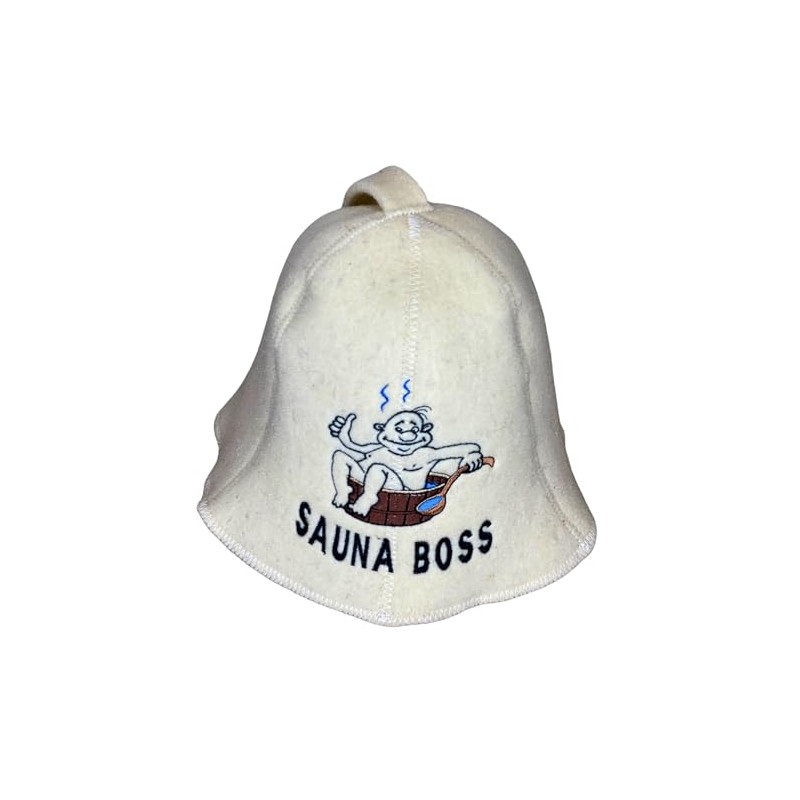 Sauna Hat 100% Wool Felt Embroidered Funny Logo "Sauna Boss"