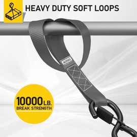 AUGO Heavy Duty Soft Loops –Pack of 6-1.5” x 17” Tie Down Anchor Straps for Use w/Ratchet Strap Hooks – 3000Lb Load Capacity & 10,000Lb Break Strength – Great for Motorcycle, Bike, Roof Rack, Etc.