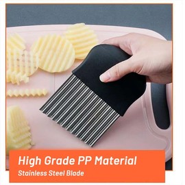 Crinkle Cutter - French Fry Potato Slicer Cutter - Stainless Steel Waffle Fry Cutter Wavy Chopper for Veggies Fruit Vegetable Potato Carrots