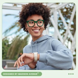 Madison Avenue Blue Light Blocking Glasses Oversized Fashion Blue Light Glasses for Women Anti Eyestrain & UV Protection Computer Eyeglasses (Green)