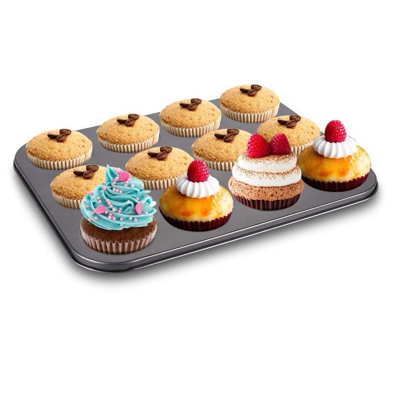 Bahob® 4 Pack 12 Hole Non Stick Cupcake Tray Muffin