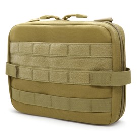 Qavctw Tactical Molle Admin Pouch with Four Straps Molle Utility Tool Pouch Two-Way Zipper First Aid EDC Pouch Medical EMT Organizer Outdoor Emergency Survival Bag