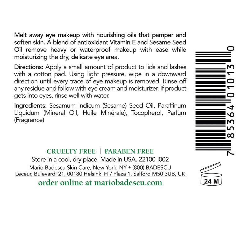 Mario Badescu Carnation Eye Makeup Remover Oil, Ideal for Combination,