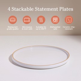 Our Place Dinner Plates - Set of Four 10.5” Handcrafted Ceramic Dinner Plates | Chip-Resistant, Restaurant-Grade | Stackable & Space-Saving | Steam