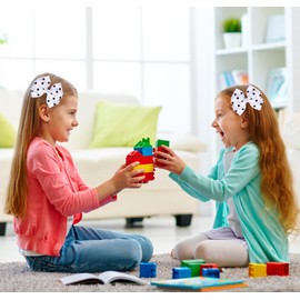 Glitter Polka Dot Hair Bow for Girls, White