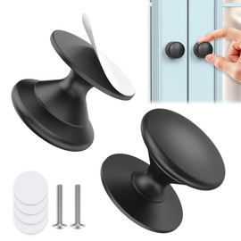 YogePote Self Adhesive Cabinet Knobs, Aluminum Alloy Self-Stick Drawer Pull Handles for Sliding Glass Door, Cabinet, Cupboard, Dresser, Closet, Window - Stick On No-Drilling Drawer Knobs (2, Black)