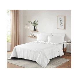 Dazzle Collection®100% Egyptian Cotton Sheet 200 Thread Count Bed Flat Sheet Hotel Quality Bedding Set Soft & Crisp Cotton Caravan Campervan (White, Single)