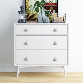 10PCS Kitchen White Cabinet Knobs and Pulls Round White Dresser Knobs and Handles with Screws Vintage White Ceramic Knobs for Cabinets and Drawers Closet Door Knobs Kitchen Cupboard Knobs 38mm/1.5"