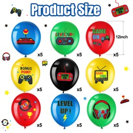 Tradder 45 Pieces Video Game Balloons Set Level up Game Party Decorations Game Balloons Gaming Birthday Party Supplies Gaming Latex Balloons for Teens Boy Birthday Party (Cute Style)