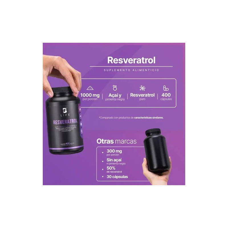 Suplemento Alimenticio Resveratrol 400 Cápsulas 200g Life