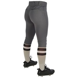 CHAMPRO Girls' Knicker Style Low-Rise Softball Pants, Graphite, Medium