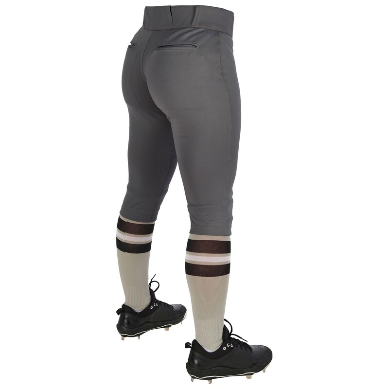 CHAMPRO Girls' Knicker Style Low-Rise Softball Pants, Graphite, Medium