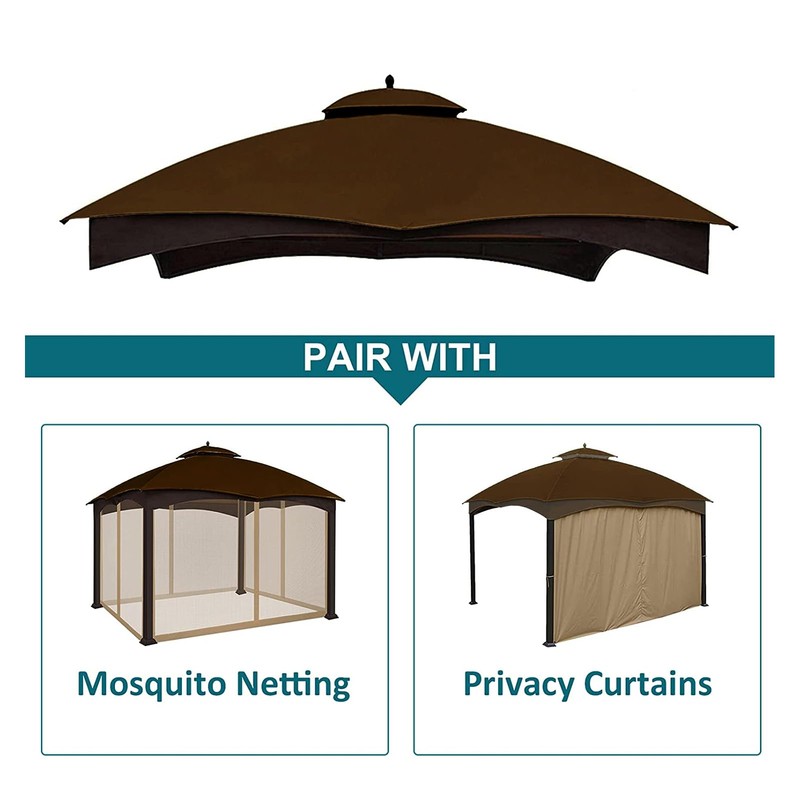 Wonwon Gazebo Replacement Canopy Top Cover 10X12 Double Tiered Canopy
