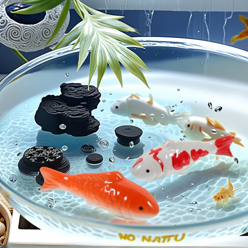 Wionin Lifelike Floating Fish Decor - Realistic Ceramic Koi &