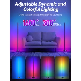 Corner Floor Lamp, LED Corner Lamp with App and Remote Control, RGBICW 16 Million DIY Colors & 68+ Scene, Music Sync, Color Changing Smart Ambient Light for Living Rooms, Bedrooms, and Gaming Rooms