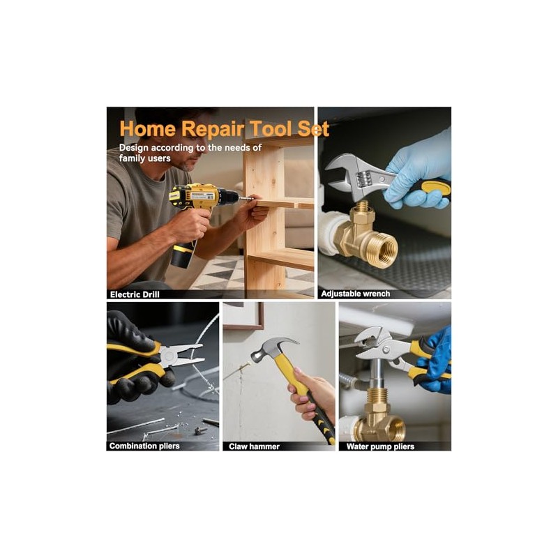 Tool Kit Box Drill Set with 12V Power Cordless Drill