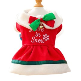 MQQYLBHDS Christmas Dog Dress Sweater Santa Claus Dog Costume Holiday Puppy Clothes for Girl Christmas Cat Outfit Bow Pet Santa Coat for Cats Small Dogs (Red, X-Small)
