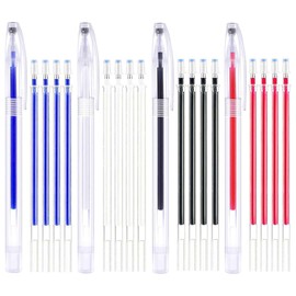 Marking Pens Fabric 4 Colours Heat Erasable Pens with 20 Refills, Heat Erasable Pens for Fabric, Fabric Marker Sewing, Fabric Marker Pen Heat, for Quilting Sewing, Dressmaking, Fabrics