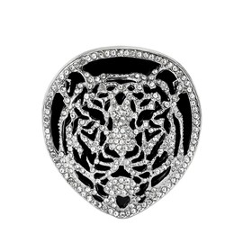 Tiger Head Brooch Pins for Women, Tiger Tag Brooch Pin, Cute Tiger Animal Brooch Lapel Pin, Bohemian Tiger Head Brooches Pins for Women Hat Bag Suit Dress Accessories Jewelry (Silver)