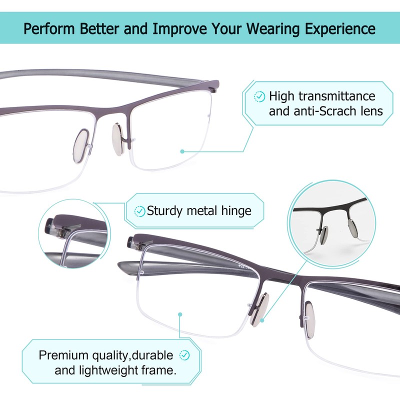 LUR READING GLASSES 3 pack Half-rim Readers