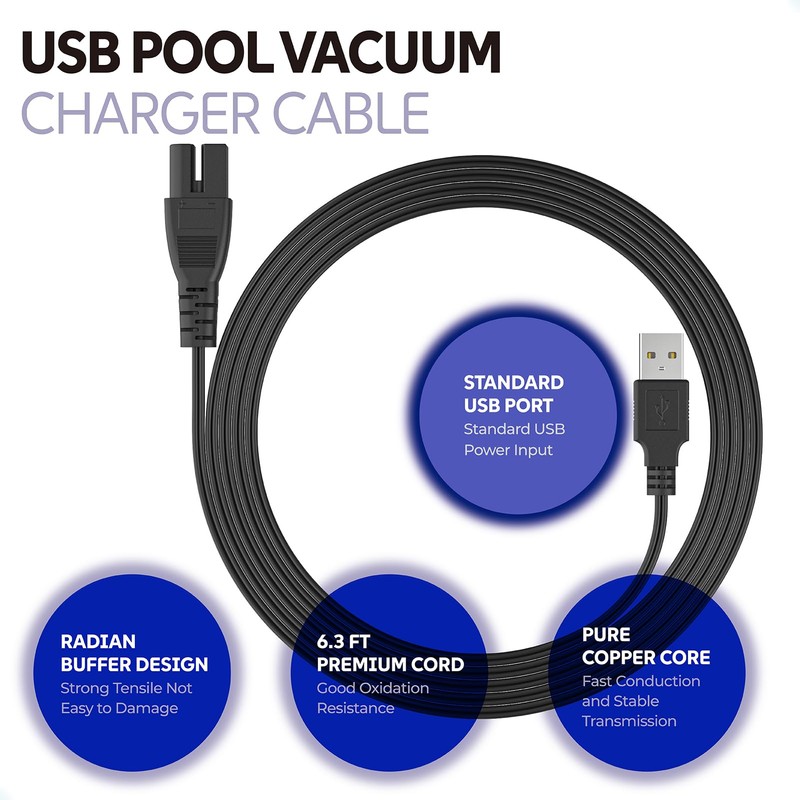 Xinafan 5V 0.9A USB Pool Vacuum Charger Cable Compatible with