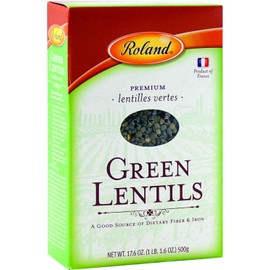 Roland Foods Premium French Green Lentils, Whole Dry Legumes, 17.5 Ounce, Pack of 12