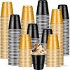 cssopenss 240 Pack 2 oz Black Gold Plastic Shot Cups