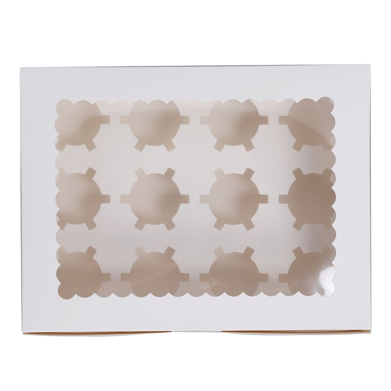 6PCS Set Cupcake Container 12 Holes Cardbord Bakery Pastry Carrier