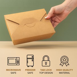 February 30th 112oz Disposable Kraft Take-Out Containers - Microwaveable, Leak-Proof, Oil-Resistant, Eco-Friendly Food Boxes for Restaurants, Catering, & Meal Prep (30 Pack)