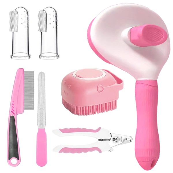 Pet Grooming Brush Kit, Dog Brush for Shedding with Nail