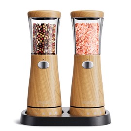 Electric Salt and Pepper Grinder Set with Storage Base, Stainless Steel Rechargeable Salt and Pepper Grinder Set with 4.5 oz Large Capacity, 1.8" Wide Mouth, Adjustable Coarseness, Ideal for Kitchen