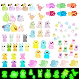 127 PCS Mini Resin Animals Luminous Mini Animals Miniature Figures Glow in the Dark for Landscape Dollhouse Decor Fairy Garden Accessories